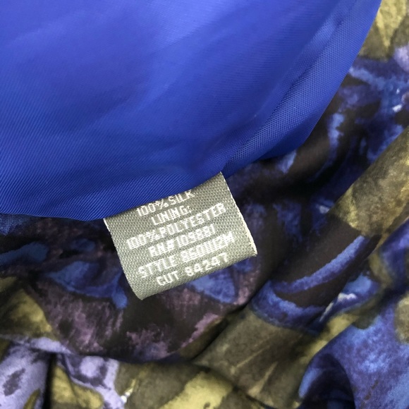 Donna Ricco Strapless Dress Blue Floral Silk Sz 4 A-line Tea length - Picture 12 of 13